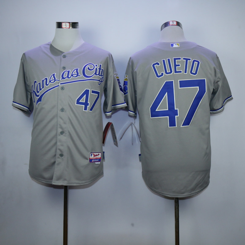 Men Kansas City Royals 47 Cueto Grey MLB Jerseys